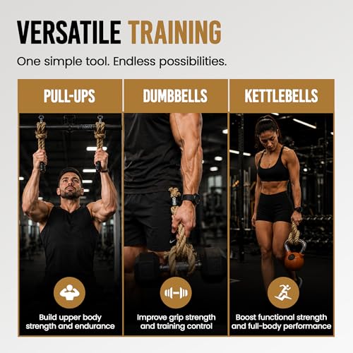 Monkee Grip Original Rope Grips – Enhance Grip Strength & Endurance, Versatile Fitness Accessory for Dumbbells & Barbells, Pull Up Bars Durable & Comfortable Design