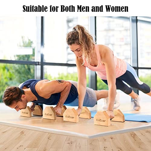 Push Up Stands, Handstand Parallettes Bars, Solid Wood Push Up Bars with Non-Slip Mat Push up Handles for Floor Exercise Home Workout Equipment for Men & Women Strength Training - color: Beech Wood-20cm