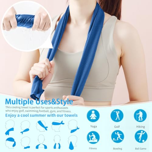 Puomue 5 Pack Cooling Towels, 40 Inches X 12 Inches, Breathable Soft Chilly Microfiber Towel for Yoga, Sport, Running, Workout, Gym, Camping and Fitness, Dark Blue - color: Dark Blue