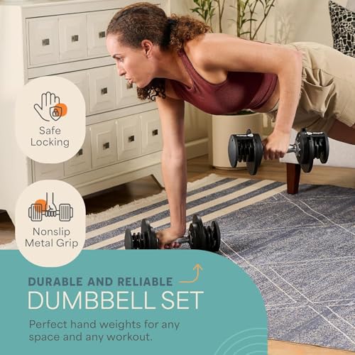 LifePro Adjustable Dumbbells Set – Quick-Adjust Space-Saving Weights with Anti-Slip Handle for Home Gym Strength Training - color: 25lb Pair Dial Adjustment
