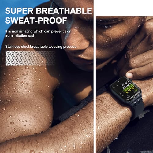 Stainless Steel Milanese Loop Compatible with Apple Watch Bands 46mm 44mm 45mm 49mm men and women, Magnetic Clasp Replacement for iWatch Ultra Series 11 10 9 8 7 SE 6 5 4 3 2 1 - color: A-Midnight, size: 44/45/46/49mm