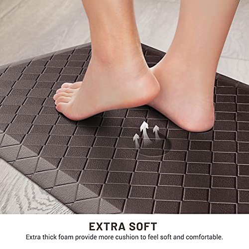 HappyTrends Cushioned Anti-Fatigue Rug,17.3"x28",Thick Waterproof Non-Slip Kitchen Mats Heavy Duty Ergonomic Comfort Rug for Kitchen,Floor,Office,Sink,Chocolate - color: Chocolate, size: 28"L x 17.3"W x 0.5"Th