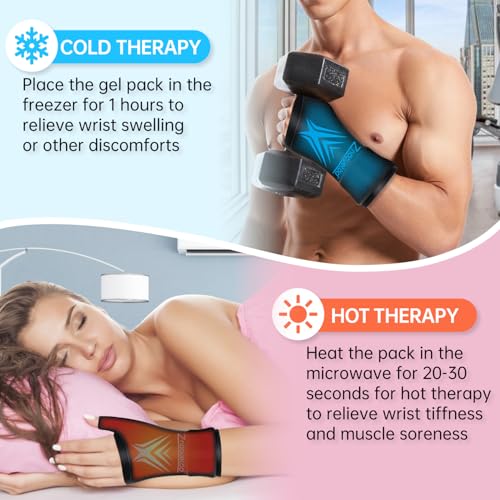 Wrist Ice Pack Wrap for Pain Relief Reusable Wrist Brace Cold Gel Gloves Hand Thumb Ice Packs for Injuries Surgery Recovery Hot Cold Compress Therapy for Carpal Tunnel Tendonitis Swelling Arthritis - style: Wrist-Black