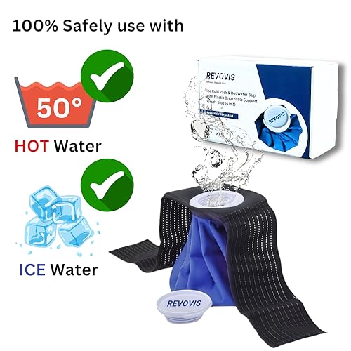 Ice Cold Pack Reusable Ice Bags Hot Water Bag for Injuries, Hot & Cold Therapy and Pain Relief with Elastic Breathable Support Wrap, 4-Pack, 3 Sizes (6"/9"/11") For Hot Therapy is 60℃ (4 IN 1) - size: Multi-Size