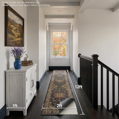Veken Runner Rug Pad Gripper for Hardwood Floors, Non Slip 2x12 Ft Rug Pads for Area Rugs, Thick Rug Grippers for Tile Floors, Under Carpet Anti Skid Mat, Keep Your Rugs Safe and in Place - size: 2' x 12' (Rectangular), style: White