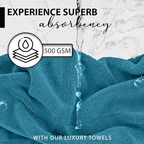 KAHAF COLLECTION 100% Cotton Bath Towels, 24x48 Pack of 6 Towels, Quick Dry, Highly Absorbent, Soft Feel Towel, Gym, Spa, Bathroom, Shower, Pool, Luxury Soft Towels (Aqua, 24x48-6 Pack) - color: Aqua, size: 24x48 - 6 Pack