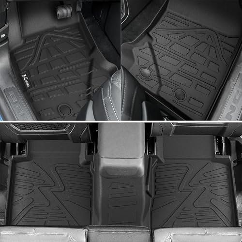 KARPAL Floor Mats for 2021-2026 Ford Bronco 4 Door (Not for Sport), Custom Fit TPE All Weather Ford Bronco Accessories 1st&2nd Row Floor Liner & Cargo Liner & Backrest Mat - style: 2021-2026 | For Ford Bronco 4 Door | 1st & 2nd & Cargo Liner