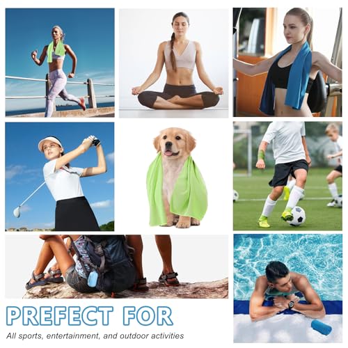 4 Pack Cooling Towels (40"x12"), Microfiber Chilly Towels Soft Breathable Gym Ice Towel for Workout, Yoga, Sport, Silicone Set Travel Sweat Towels Fast Drying Lightweight Cooling Neck Wraps - color: Blue/Grey/Deep Blue/Black