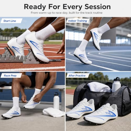 Track and Field Shoes Men Women Kids Spikes Sneakers Full-Length Carbon Plate Track Race Jumping Sneakers Girls Professional Running Track Spikes Shoes Boys - color: White, size: 3