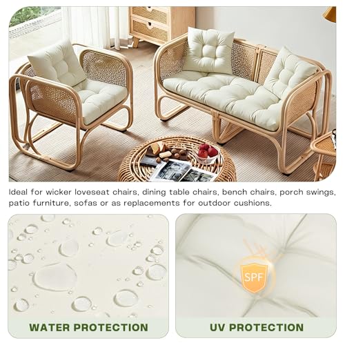 Wicker Chair Cushions Set, 2 U-Shaped Cushions & 1 Loveseat, Waterproof Outdoor Loveseat Cushion for Patio Furniture, Settee Bench Pad All Weather,Beige - color: Beige
