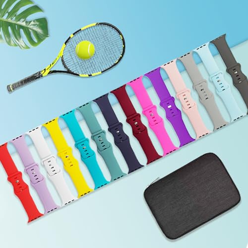 15 Pack Sport Band Compatible with Apple Watch Bands for Women Men 40mm 41mm 38mm 46mm 45mm 44mm 42mm 49mm,iWatch bands with Storage Organizer for iWatch Series 10 9 8 7 6 5 4 3 2 SE Ultra - color: Pack of 15-2, size: 44mm/45mm/46mm/49mm/42mm(Series 3 2 1