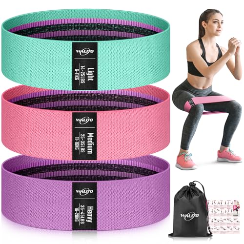 WALITO Resistance Bands for Working Out, Fabric Exercise Bands for Legs and Butt, Workout Bands for Women and Men, Booty Band for Yoga Starter Set, Pilates, Rehab, Fitness and Home Workout - color: 1.Pink,Aqua,Purple