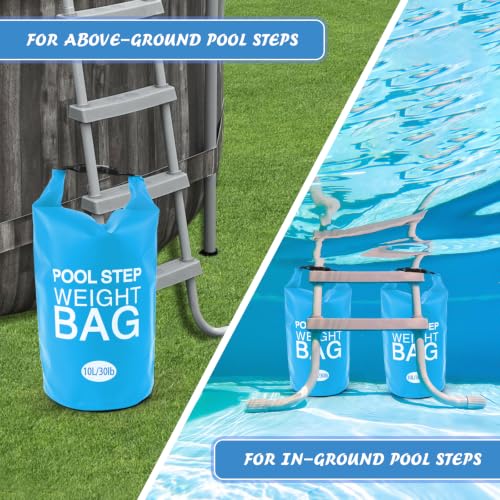 Heavy Duty Pool Ladder Weights 25 lb - 2 Pack Pool Step Sand Bags for Above Ground Pools, Waterproof 500D PVC, Tear-Resistant Pool Stair Stabilizer to Prevent Floating, Sky Blue - color: Sky Blue, size: 30 lb