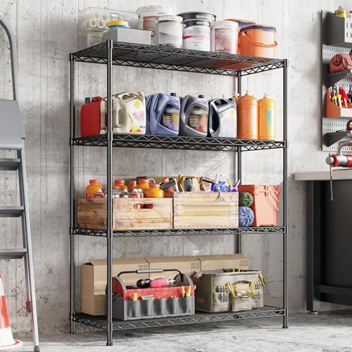 DurayLoly 4- Shelf Metal Shelving Unit Adjustable Storage Shelves Heavy Duty Garage Shelving Steel Wire Shelving for Laundry Bathroom Kitchen Pantry Closet Garage Black, 35.6Wx16Dx54H - size: Black-35.6"Wx16"Dx54"H