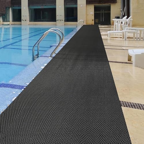PVC Drainage Floor Mat Non-Slip Commercial Wet Area Mat for Outdoor and Indoor Restaurant Kitchen Bar Swimming Pool Splash Matting Water Drain Flooring Mat (Black, 3FTX16.4FT) - size: 3FTX16.4FT