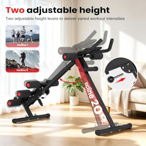 RELIFE REBUILD YOUR LIFE AB Workout Machine Adjustable Ab Trainer Machine Foldable Ab Cruncher Strength Training Equipment for Home Gym, Full Body Workout Equipment 440 LBS - color: Black-1