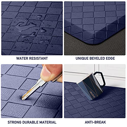 HappyTrends Kitchen Runner Rugs Anti-Fatigue mats - 4/5 Inch Thick Non Slip Waterproof Ergonomic Comfort Mat for Kitchen, Floor Home, Office, Sink, Laundry (17.3"x 39",Blue) - color: Blue, size: 39"L x 17.3"W x 0.8"Th