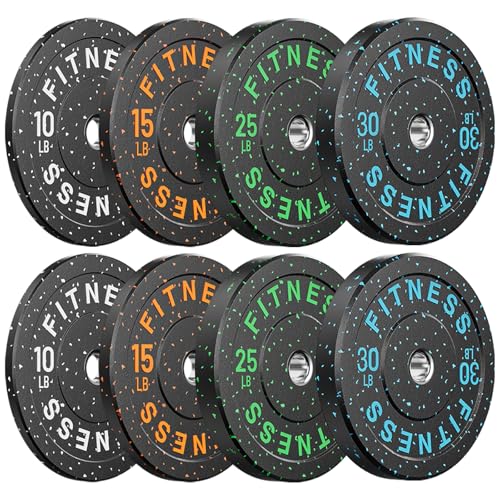 2" Bumper Plates Set Olympic Weight Plates for Barbell Strength Training | Papababe 2Inch Weights Plates Set, Floor Protective Plates, 20-600lbs Rubber Bumper Plates for Weightlifting, Bench Press - size: 160 LB SET (PAIR OF 10, 15, 25, 30 LB), style: Hig