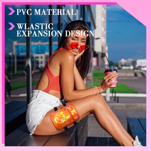 Carnival Leg Bag Holographic Thigh Bag with Adjustable Strap Leg Pouch Harness Women Summer Travel Hiking Pack(Orange,Leg Bag) - color: Orange, style: Leg Bag