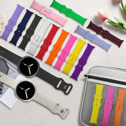 Silicone Bands with Storage Case Compatible for Samsung Galaxy Watch 8 Band 40mm 44mm/Galaxy Watch 8 Classic 46mm,No Gap Sport Wristband Breathable Replacement Strap Men Women
