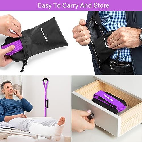 43 Inch Long Leg Lifter Strap with Padded Handgrips and Foot Loop,Rigid Leg Lifter for Hip&Knee Replacement Surgery Recovery,Mobility Aids Foot Lifter Easily Get in and Out of Bed,Car,Wheelchair - color: Pink, size: 43 inches