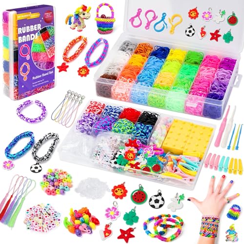 UUEMB Loom Rubber Band Bracelet Kit, 10000+ Double-Layer Case, Ages 8+ | Latex-free non-toxic, deluxe mega set, double-layer storage case, rich accessories, fine motor skills, group friendly - color: 10000 Pcs