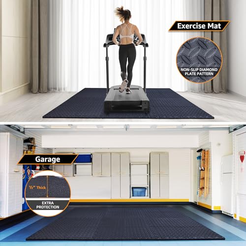 12 Pack, 48 SQFT - 24" x 24" - 1/2" Extra Thick Floor Exercise Mat for Home Gym or Floor Padding - High-Density EVA Interlocking Foam Floor Tiles for Gym Equipment, Play Area | Yoga, Cardio, Weights - size: Grey