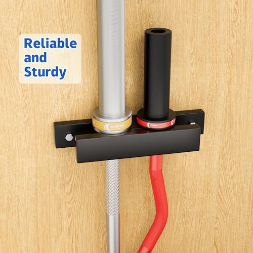 Barbell Holder, Wall Mount Barbell Storage Hanger for Vertical Barbell Wall Rack, Garage Gym Olympic Bar Holder, Fits Under 40 mm Bar in Size - color: Black, 2-Holder Barbell