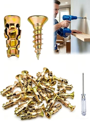 hinge repair screw & expansion anchor, zzem screws for door hinge repair, expansion anchors, 6×14mm Kit for Stripped Thread Repair, Fits 6mm Holes, Wood Tile Stone Concrete, Cabinet & Wardrobe (100pc)