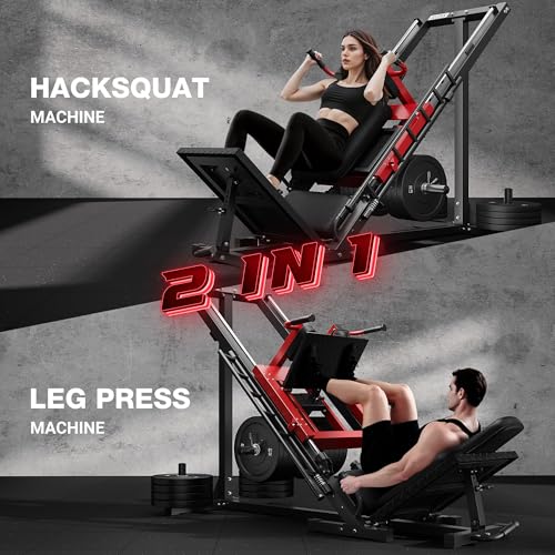 JELENS Leg Press Hack Squat Machine, Leg Machine for Home Gym with Linear Bearing, L11 Professional Adjustable Leg Exercise Machine, Lower Body Workout - color: Red, size: L11