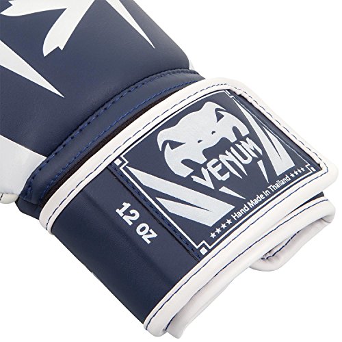 Venum Elite Boxing Gloves - color: White/Navy Blue, size: 12-Ounce