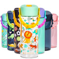 Elemental Water Bottles for Kids - Splash Kids Water Bottle for School with Pop-it Handle - BPA Free Tritan Plastic Water Bottle with Straw Leak Proof when Spout is Closed - Clear Jungle - 18oz - color: Clear Jungle