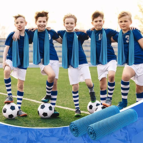 Hosuly 30 Pack Cooling Towels, 40"x12" Ice Breathable Soft Chilly Sweat Rag Microfiber Workout Rags for Gym Cooling Towels for Neck and Face for Yoga Golf Sport Running - color: Light Blue