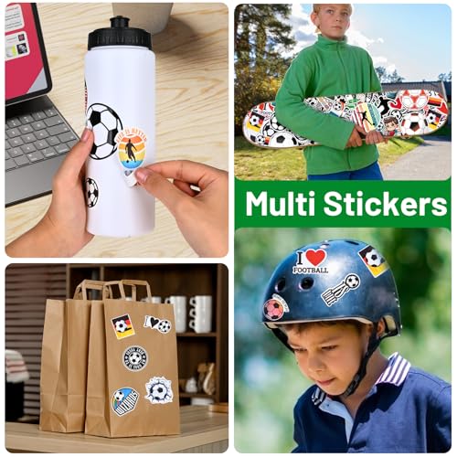 Soccer Party Favors, 12 Pack Soccer Water Bottles with 300 PCS Stickers, 20 oz Sports Squeeze Bottle, BPA-Free Reusable Water Bottles Bulk for Boys, Gifts For Team - style: 3# 12 Pack-Soccer