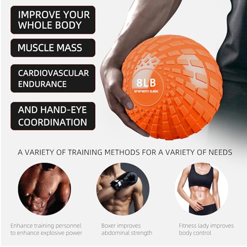 Medicine Ball 8, 10 lbs Slam Ball Weighted Balls for Exercise Strength and Crossfit Workout - color: Dynamic Orange, size: 8 LB
