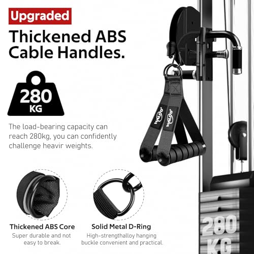 WALITO Exercise Handles, Replacement Cable Machine Attachments for Home Gym Equipment, Pulley System, Pilates, Resistance Bands, Strength Trainer, Heavy Duty Working Out Handles - color: Black