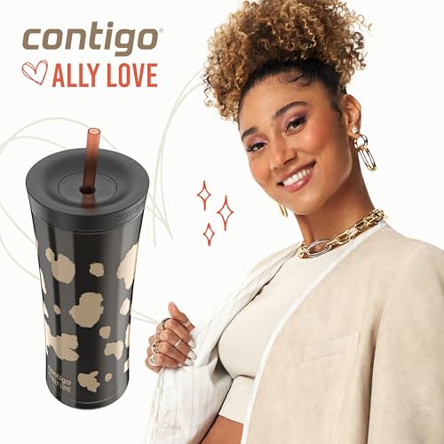 Contigo x Ally Love Shake & Go Tumbler, Autoclose Lid, Leak Proof, 20oz, Licorice - color: Licorice