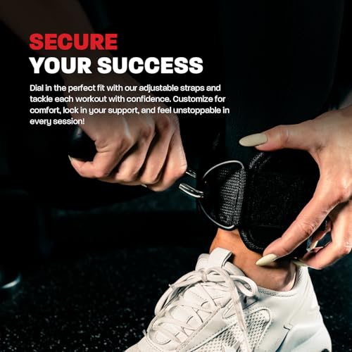 Hawk Sports Ankle Straps for Cable Machines for Enhanced Booty, Glute, Leg & Other Lower Body Workouts, Strong and Portable Glute Kickback Ankle Strap (Pair) for Safely Weightlifting an Extra 220 lbs.