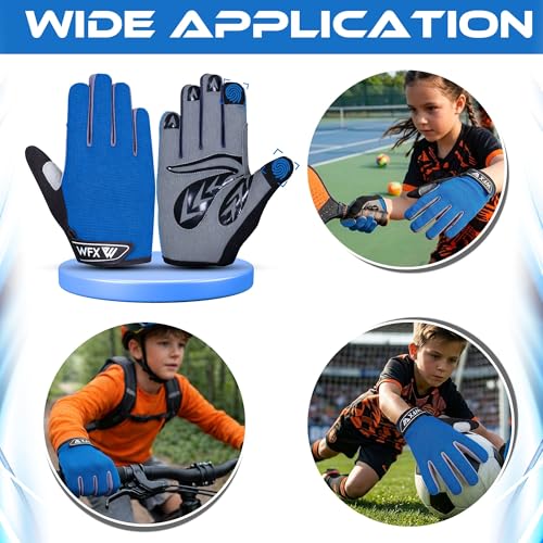 WFX Cycling Gloves Toddler Mountain Bike Handlebar Grips Gel Padding Full Finger Baseball Glove Workout Football Gloves Youth Boys 6-12 Kids Gardening Gloves MTB Gloves - color: Dark, size: S (6-8) Years Kid