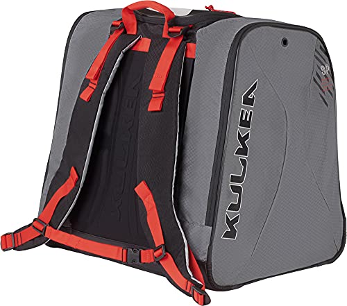 KULKEA Speed Pack Ski Boot Backpack - Ski Boot Bag With Open Pack Design - Durable, Spacious, Water Resistant Gear & Boot Storage - color: Grey/Black/Red