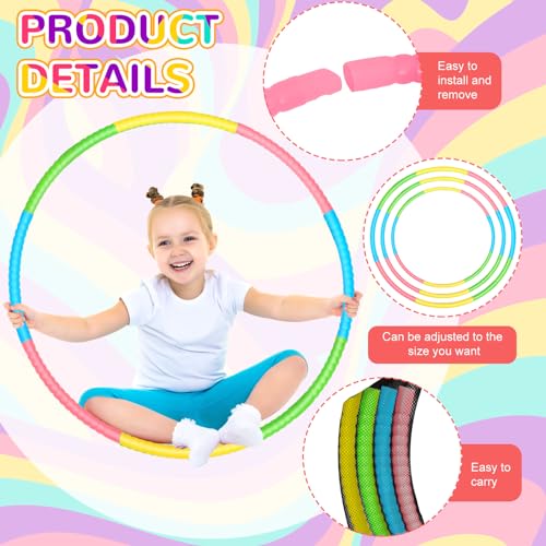 Sratte 12 Pcs Toy Hoop for Kid - Detachable & Adjustable Colored Hoop Exercise Ring Plastic Circle for Kid, Teen, Gymnastics, Dog Agility Equipment, Require Self Assembly (Fresh Color, 32 Inch) - color: Fresh Color, size: 32 Inch