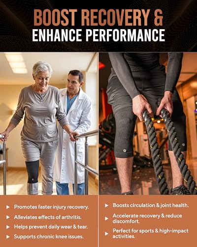 TheraCopper Copper Knee Brace for Men & Women (2 Pack) — Non-Slip Compression Copper Knee Sleeve for Arthritis, Knees Pain Relief, Swelling, Anti inflammatory and Recovery Support (Large) - size: Large