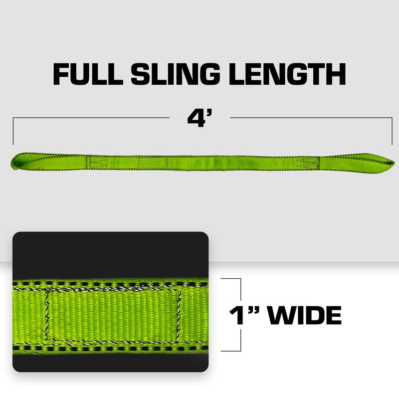 Lifting Sling Heavy Duty 1" x 4' Twisted Eye Lifting Sling 6,400 lbs Capacity, Nylon Lifting Strap, Rigging Web Sling - size: 1" x 4'
