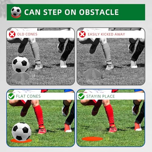 Spot Markers 4 Inch 9 Inch Non Slip Rubber Floor Markers Flat Field Cones Poly Dots for Classroom Dance Sports Soccer Basketball Speed Agility Training - style: 6inch 20pcs 5colors