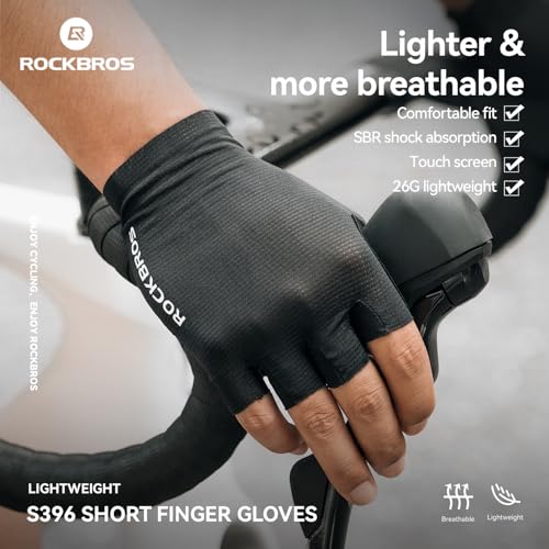 ROCKBROS Cycling Gloves for Men Women Breathable Gel Pad | Reduce Riding Pain, Breathable Mesh Keeps Hands Cool,Fits MTB Hiking Outdoor Work - color: Breathable Half White, size: Medium