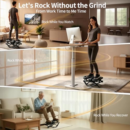 Rock Stepper, Side to Side Rock Stepper Exercise Machine, Low-Impact Balance Board with Digital Counter and Resistance Band, 330 LBS Weight Capacity for Full Body Workout Balance - color: Black
