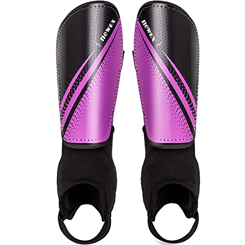 newox Soccer Shin Guards Kids Youth - Shin Pads Protection Boys Shin Guards Soccer Youth - Soccer Shin Guards for Kids 3-15 Years Old Girls Boys - color: purple, size: X-Small