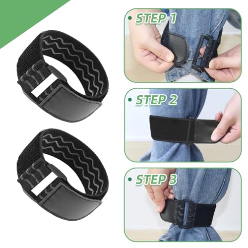 4 PCS Elastic Boot Straps, Ankle Strap Cowboy Boot Straps, Adjustable Stretch Cinch Strap with Anti-Slip Rubber & Buckle, Military Blousing Straps for Cycling Hiking Fishing Skiing Military(Black)