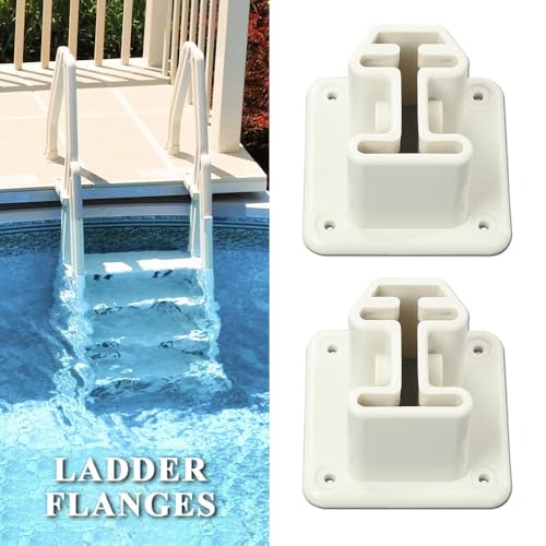 G-PLUS Ladder Flanges Pool Ladder | Compatible with Heavy Duty Resin In-Pool Above Ground Swimming - size: White(square)