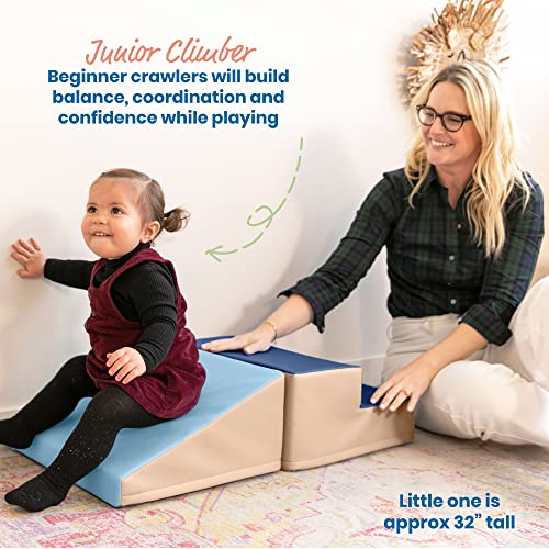 ECR4Kids SoftZone Junior Little Me Climb and Slide, Beginner Climber, Earthtone, 2-Piece - color: Earthtone